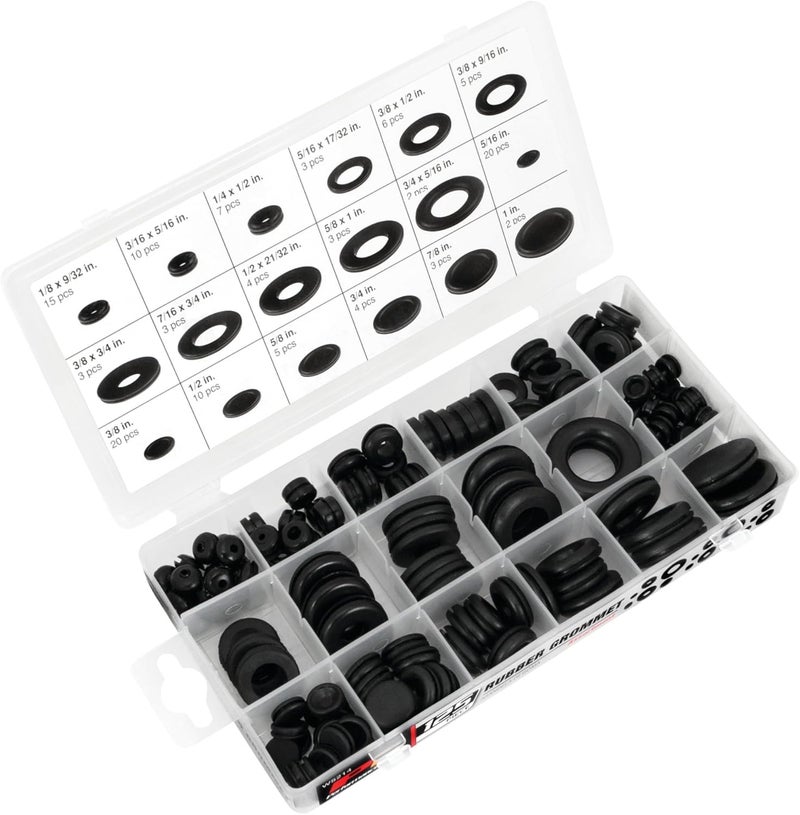 Performance Tool W5214 Tool, 125pc Rubber Grommet Assortment, Black - Image 1