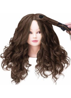 SILKY SILKY 26"-28" Long Hair Mannequin Head with 60% Real Hair, Hairdresser Practice Training Head Cosmetology Manikin Doll Head with 9 Tools and Clamp - #4 Brown, Makeup On  - Image 3
