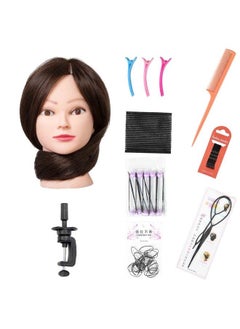 SILKY SILKY 26"-28" Long Hair Mannequin Head with 60% Real Hair, Hairdresser Practice Training Head Cosmetology Manikin Doll Head with 9 Tools and Clamp - #4 Brown, Makeup On  - Image 2