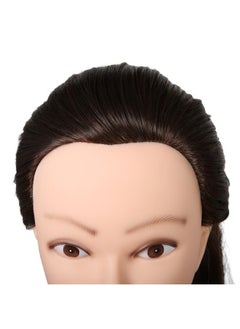 SILKY SILKY 26"-28" Long Hair Mannequin Head with 60% Real Hair, Hairdresser Practice Training Head Cosmetology Manikin Doll Head with 9 Tools and Clamp - #4 Brown, Makeup On  - Image 4