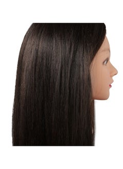 SILKY SILKY 26"-28" Long Hair Mannequin Head with 60% Real Hair, Hairdresser Practice Training Head Cosmetology Manikin Doll Head with 9 Tools and Clamp - #4 Brown, Makeup On  - Image 5