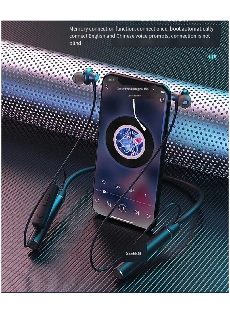 Neutral NFC Bluetooth neck style sports wireless earphones with dual half in ear universal ultra long standby black - Image 1