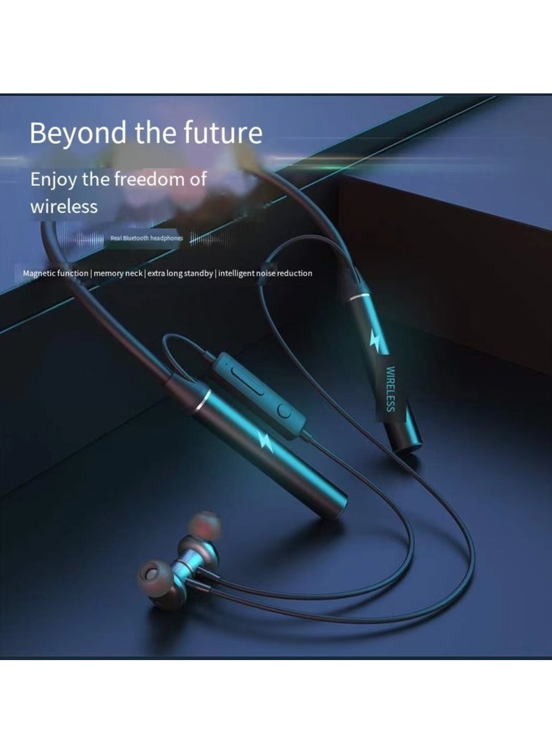 Neutral NFC Bluetooth neck style sports wireless earphones with dual half in ear universal ultra long standby black - Image 4