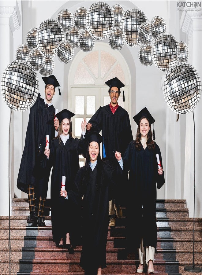 كاتشون بالونات كاتشون، كرة ديسكو فضية - 32 بوصة، عبوة من 20 بالونًا | كرة ديسكو لامعة لتزيين حفلات الديسكو | بالونات ديسكو رباعية الأبعاد لتزيين حفلات توديع العزوبية | زينة حفلات التخرج 2026 - Image 3