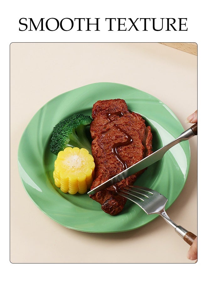 DUNISO 4pcs Plastic Plate Set Reusable Breakfast Plate Household Creative Rotating Design of Imitation Porcelain PP Dining Plate Set BPA Free Dinnerware Lightweight Unbreakable Dinner Plates for Party, Dessert, Salad, Snack，Fruit - Image 5