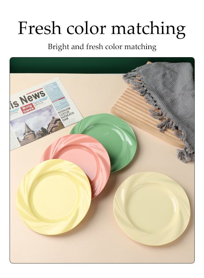 DUNISO 4pcs Plastic Plate Set Reusable Breakfast Plate Household Creative Rotating Design of Imitation Porcelain PP Dining Plate Set BPA Free Dinnerware Lightweight Unbreakable Dinner Plates for Party, Dessert, Salad, Snack，Fruit - Image 3