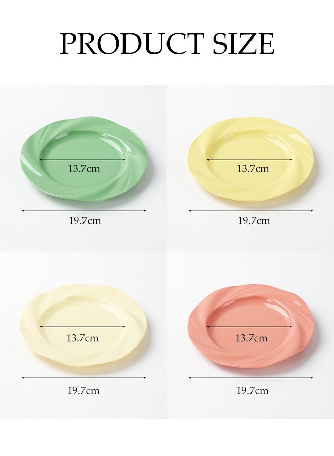 DUNISO 4pcs Plastic Plate Set Reusable Breakfast Plate Household Creative Rotating Design of Imitation Porcelain PP Dining Plate Set BPA Free Dinnerware Lightweight Unbreakable Dinner Plates for Party, Dessert, Salad, Snack，Fruit - Image 4