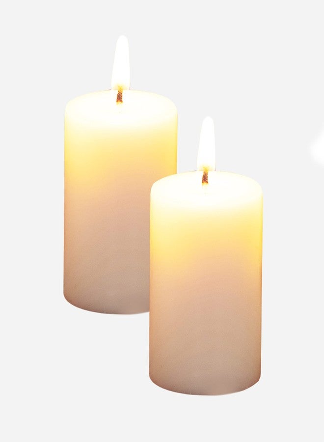 Stone & Feather� (SnF),Size 2.5x3 inches Vanilla Aromatic Pillar Candle (Paraffin Wax), Combo Pack, Burning Time 40-45 Hours, for Meditation, Home Decoration, Diwali - Image 1