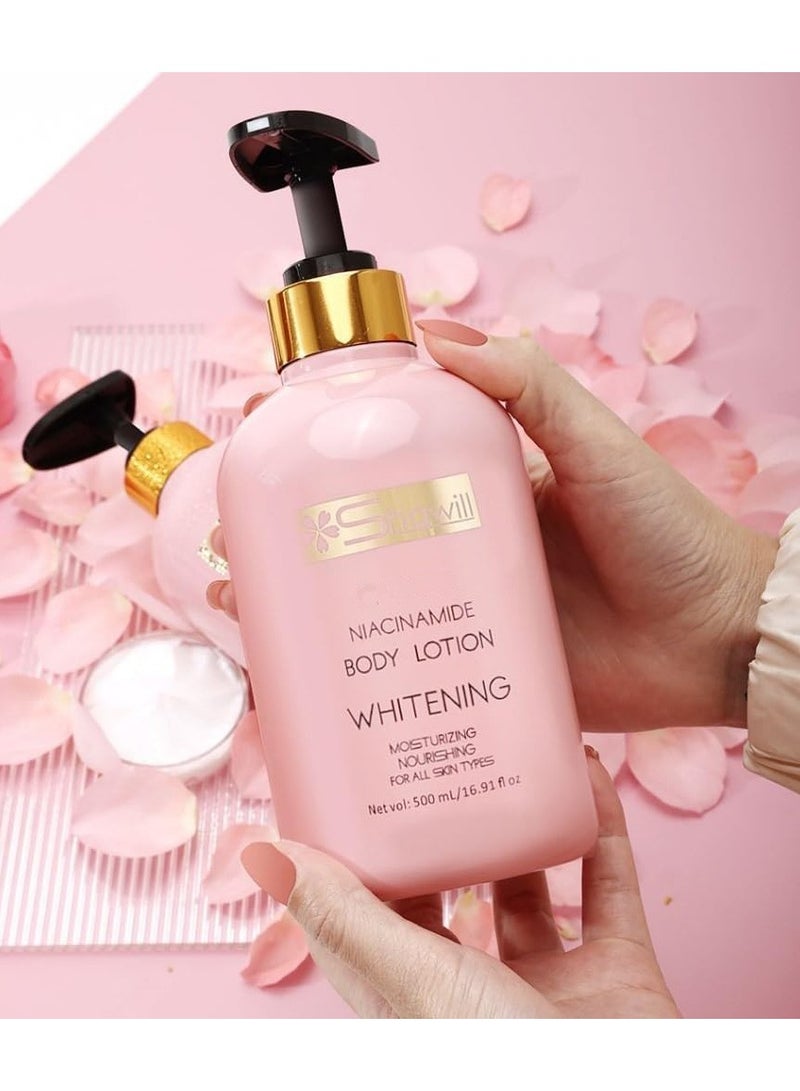 Shawill Sakura Body Lotion 500ml Niacinamide Cherry Whitening Brighten Moisturizing Nourish Dry Skin - Image 1