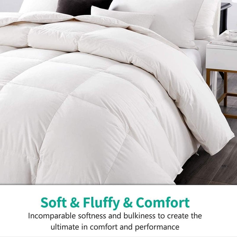 APSMILE Lightweight Down Feather Fibers Oversized King Size Duvet Insert - 100% Cotton Cover, High Fill-Power Light Bedding Comforter for Warm Weather/Hot Sleepers (120 x 98 inches, Ivory White) - Image 2