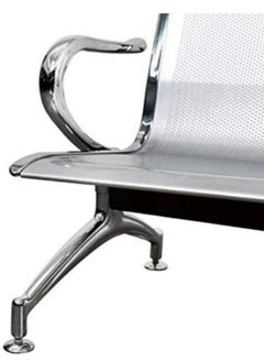AL WADI FURNITURE Set of 2 Ergonomic 3-Seater Metal Frame Airport Chairs for Office, Hospital, School, warehouses, and Visitor Areas - Silver  - Image 5