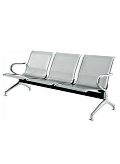 AL WADI FURNITURE Set of 2 Ergonomic 3-Seater Metal Frame Airport Chairs for Office, Hospital, School, warehouses, and Visitor Areas - Silver  - Image 3
