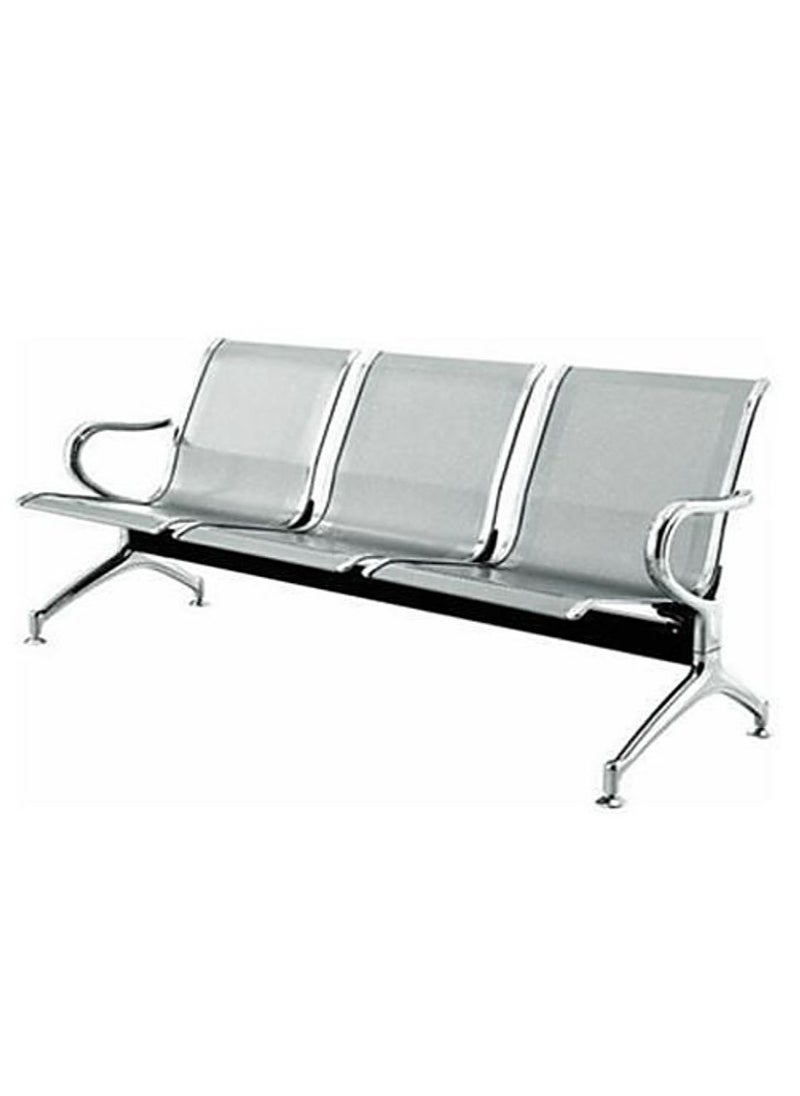 AL WADI FURNITURE Set of 2 Ergonomic 3-Seater Metal Frame Airport Chairs for Office, Hospital, School, warehouses, and Visitor Areas - Silver  - Image 3