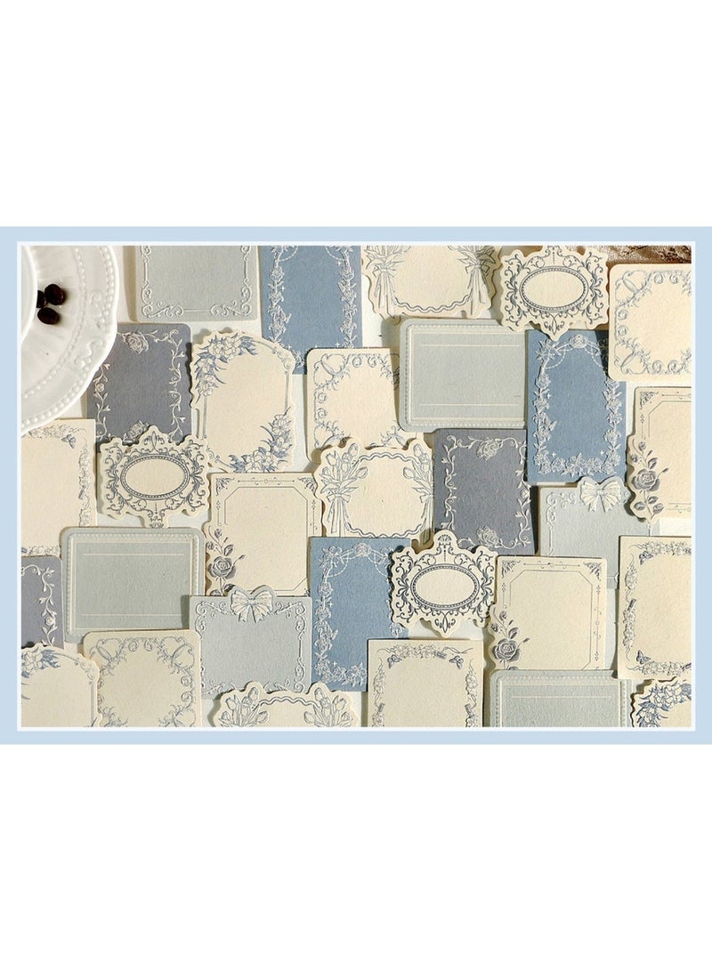 HPRT 30 Pcs Vintage Blue Embossed Floral Scrapbook Paper Set - Aesthetic Journaling Stationery Kit - Image 2