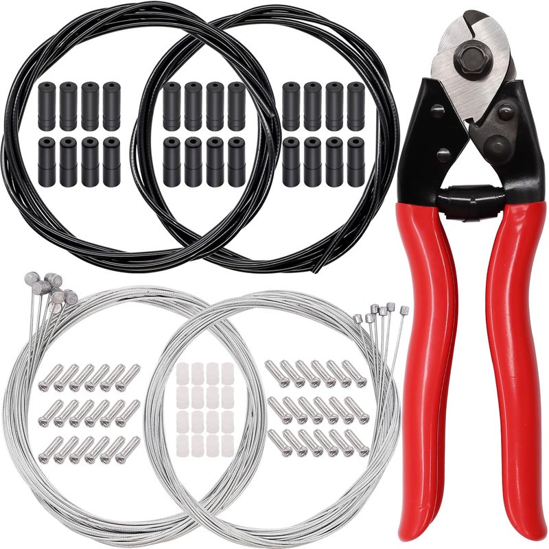 weideer Stainless Steel Wire Cutter Bike Brake Cable Housing Shifter Cable Housing Universal Bike Cable Kit Bicycle Brake Cable Shift Cable with Bike Cable End Caps O-Rings - Image 1