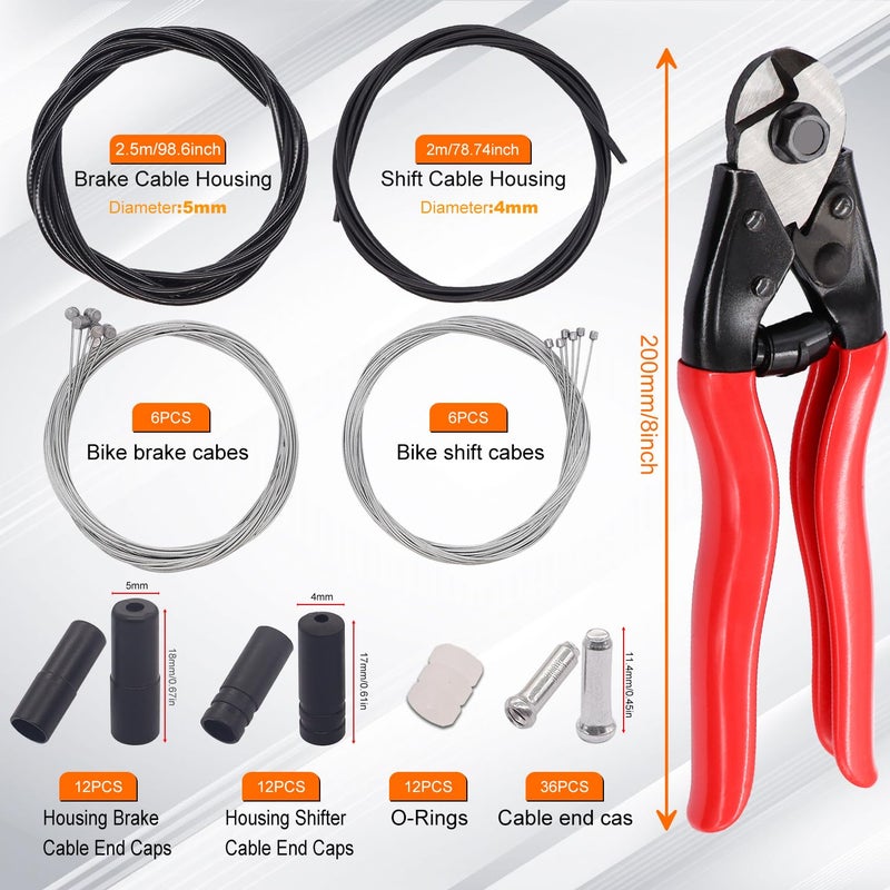 weideer Stainless Steel Wire Cutter Bike Brake Cable Housing Shifter Cable Housing Universal Bike Cable Kit Bicycle Brake Cable Shift Cable with Bike Cable End Caps O-Rings - Image 2