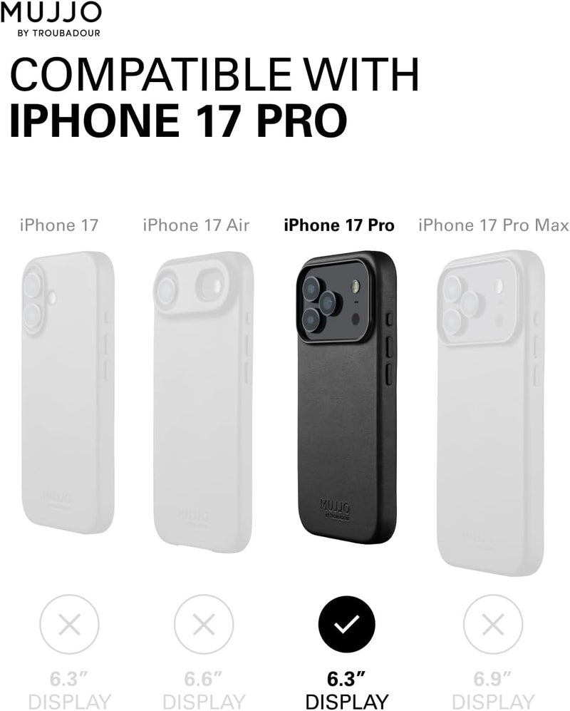 موجو جراب آيفون  برو جلدي أسود بشحن لاسلكي مغناطيسي - Image 5