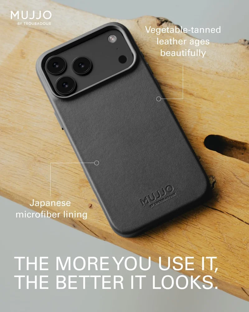 موجو جراب جلدي لهاتف iPhone 17 Pro - أسود مع Magsafe. مصنوع من جلد فاخر، يجمع هذا الجراب الفاخر بين الأناقة والمتانة، ليمنحك مظهرًا أنيقًا وراقيًا مع حماية فائقة.