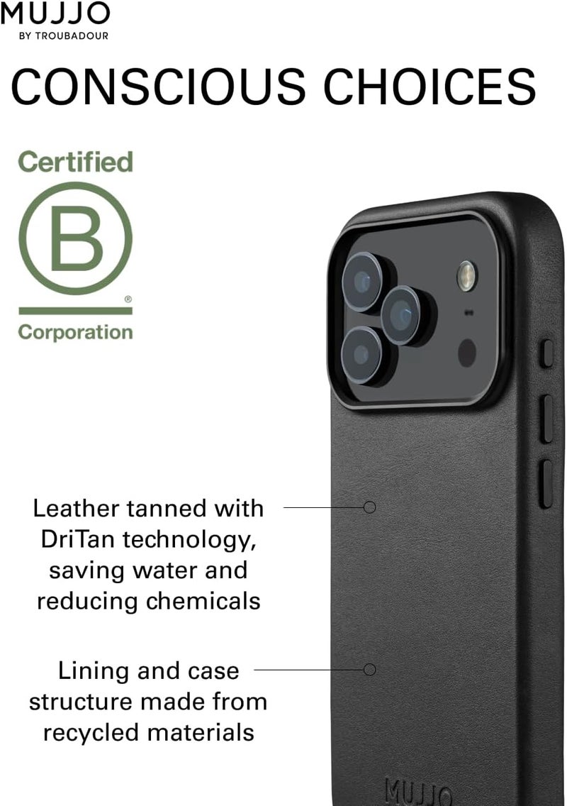 موجو جراب آيفون  برو جلدي أسود بشحن لاسلكي مغناطيسي - Image 4