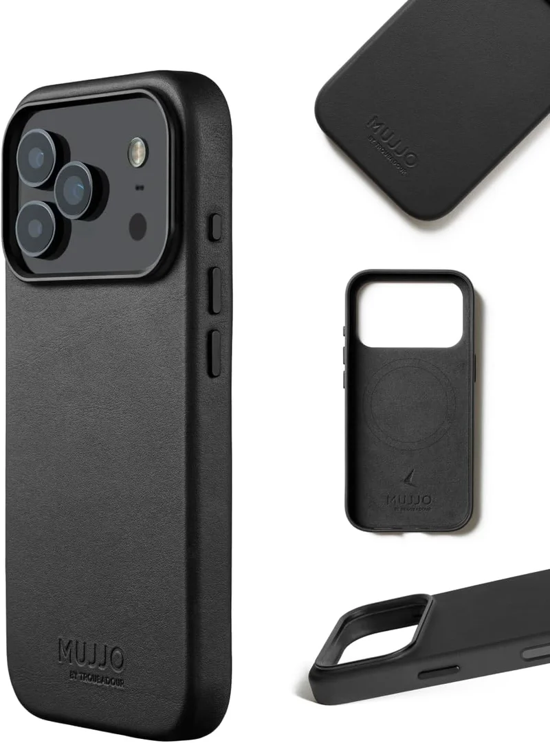 موجو جراب جلدي لهاتف iPhone 17 Pro - أسود مع Magsafe. مصنوع من جلد فاخر، يجمع هذا الجراب الفاخر بين الأناقة والمتانة، ليمنحك مظهرًا أنيقًا وراقيًا مع حماية فائقة.