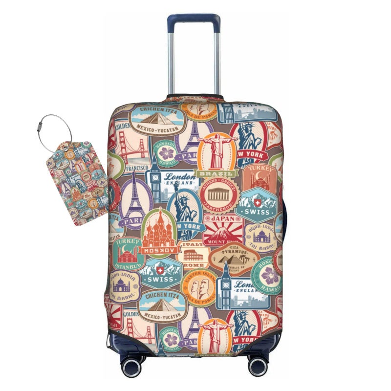 Vridoyt National Landmarks Stickers Luggage Cover Washable Suitcase Protector Monuments Stamps Stickers Luggage Tag Birthday Gifts S 1821 Inch Luggage - Image 2