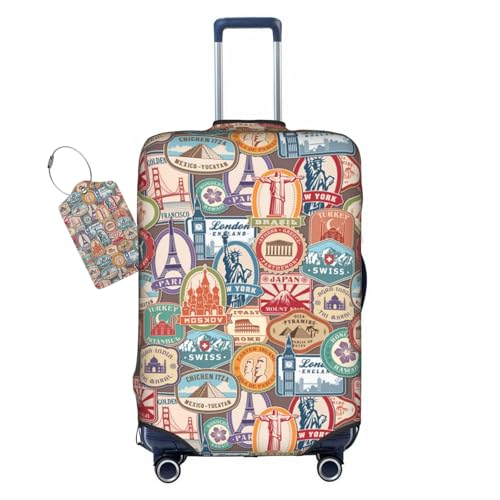 Vridoyt National Landmarks Stickers Luggage Cover Washable Suitcase Protector Monuments Stamps Stickers Luggage Tag Birthday Gifts S 1821 Inch Luggage - Image 1