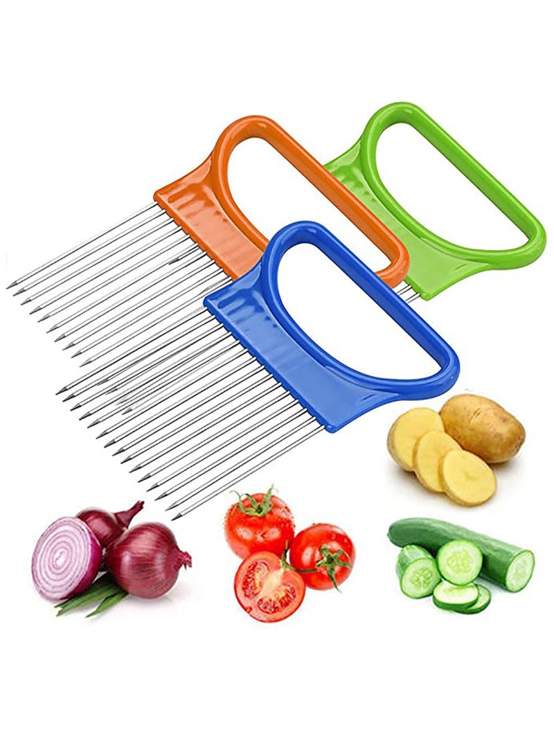SYOSI Kitchen Cutting Tools Slicer Tomato Onion Vegetables Slicer Cutting Aid Holder Guide Slicing Cutter Safe Fork Kitchen Gadget Accessories - Image 1