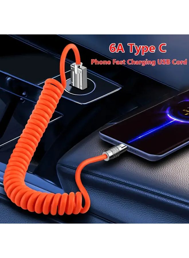 39 37 Inch 6A USB C Fast Charging Cable Retractable Zinc Alloy For Android Phones - Image 5