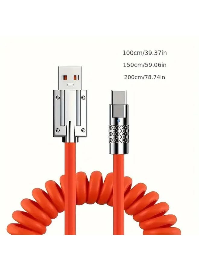 39 37 Inch 6A USB C Fast Charging Cable Retractable Zinc Alloy For Android Phones - Image 3