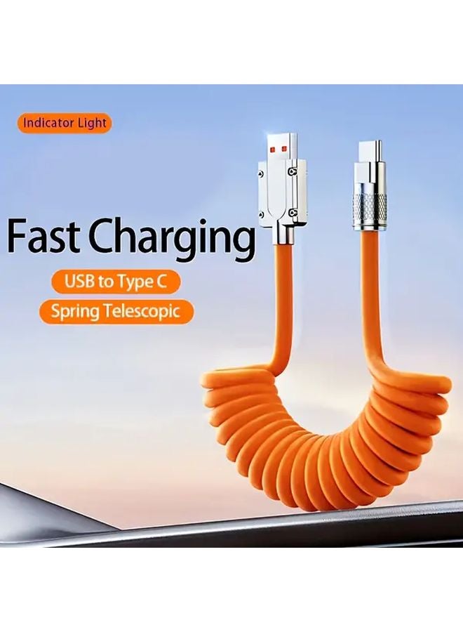 39 37 Inch 6A USB C Fast Charging Cable Retractable Zinc Alloy For Android Phones - Image 1