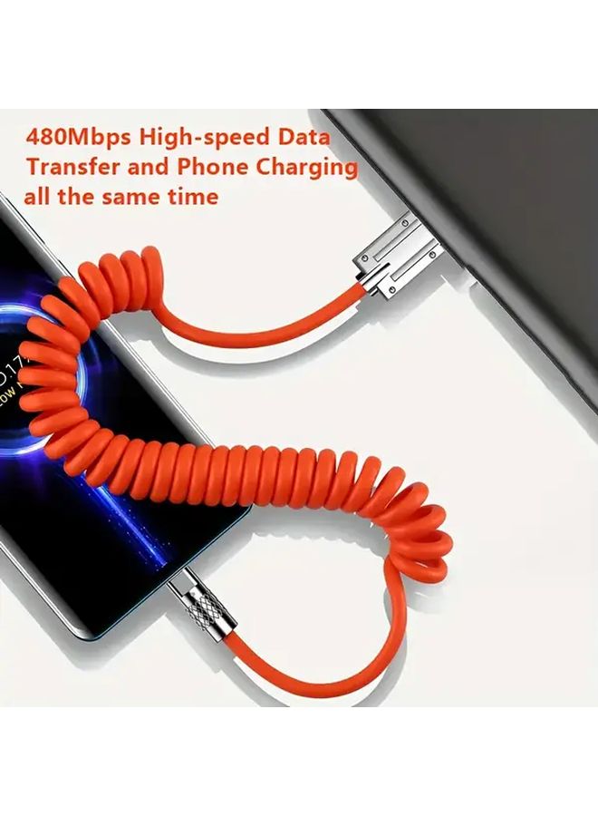39 37 Inch 6A USB C Fast Charging Cable Retractable Zinc Alloy For Android Phones - Image 4