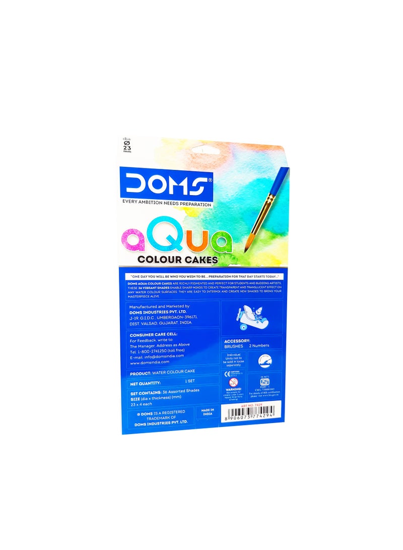 DOMS Water Colour Cakes, Set of 36 Shades with Two Brushes - Image 2