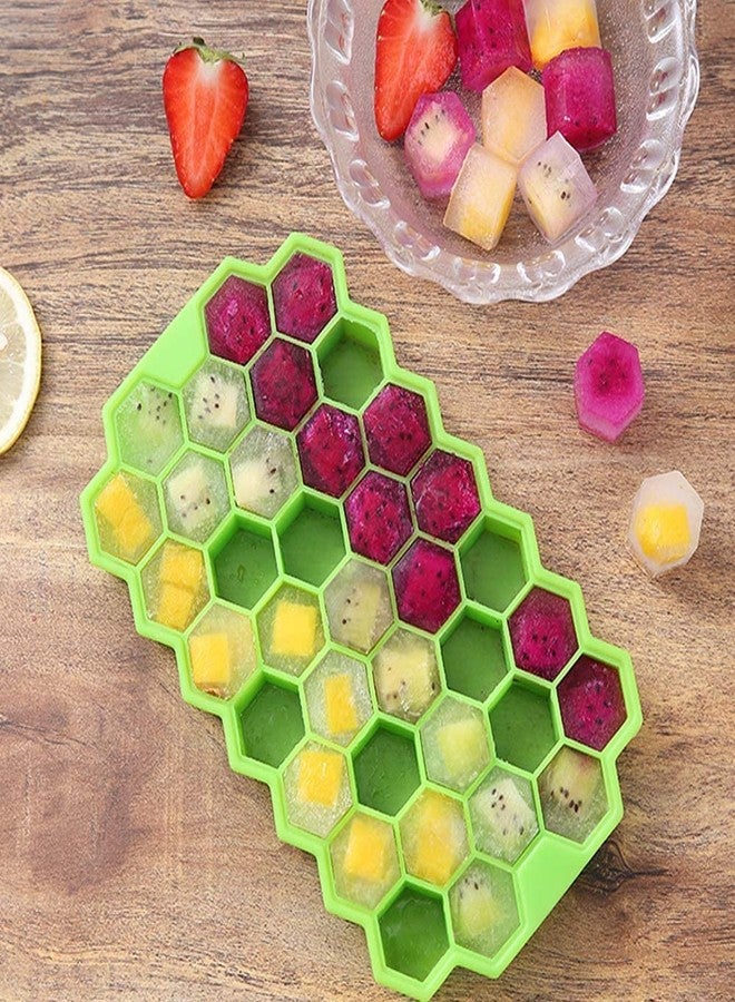 KBS Ice Cube Tray Silicone for Freezer Flexible Shape Honeycomb for Chocolate Cake Maker Mould, Chilled Drinks, Reusable Kitchen Accessories Items (Multi Color) - Image 2