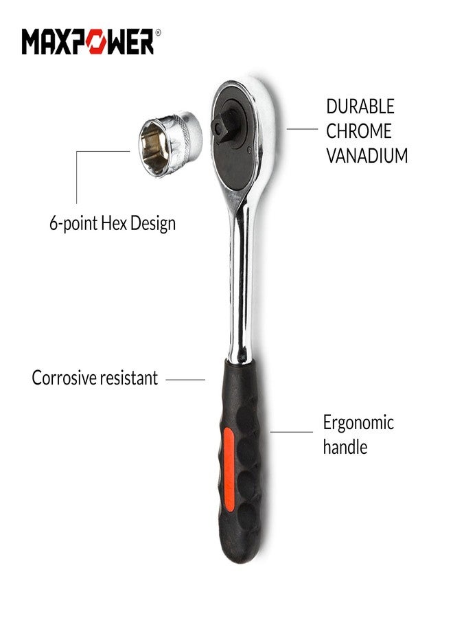 Maxpower 3/8" Drive Polycarbonate and Steel Wrench Set, 15mm Metric Sockets and 13mm SAE Sockets - Image 2