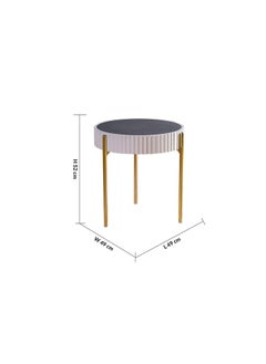 DANUBE HOME Maine End Table Multifunctional Living Room Table Space Saving Side Table Modern Design Furniture For Home 49x49x52cm Cream/Grey Marble/Gold  - Image 3