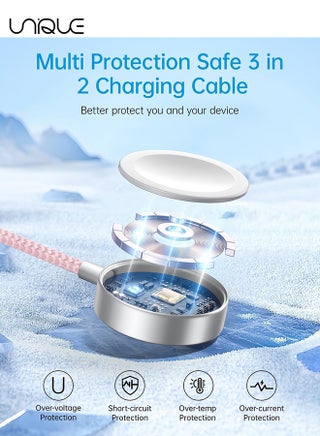1.5 Meters Charging Cable - Upgraded 3 in 2 USB C Braided Charging Cables - Travel Fast Charging Cables with USB C/Lightning Ports - Watch Charging Cable - Multifunctional Charging Cable - for iPhone 16 Series/Samsung/MacBook/Google/Android/Laptop Phone Charger Cable (Pink) - view 4