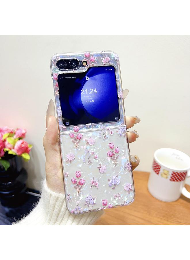 S-TOP Case For Samsung Galaxy Z Flip6 Shell Texture Flower Pattern Protective Phone Case - Image 2