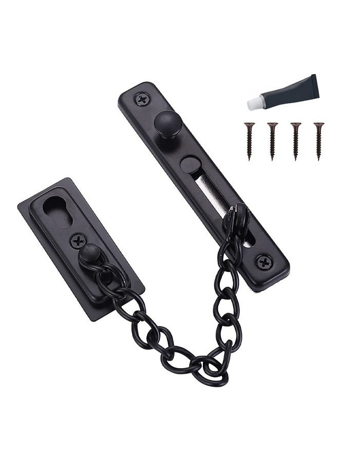 Beauenty Door Chain Lock, Stainless Steel Security Chain with Door Lock, Latch Lock Chain Locking Door Chain with Anti-Theft for Universal Door & Wall, Security Door Chains for Home, Apt, Bedroom ,Black  - Image 2