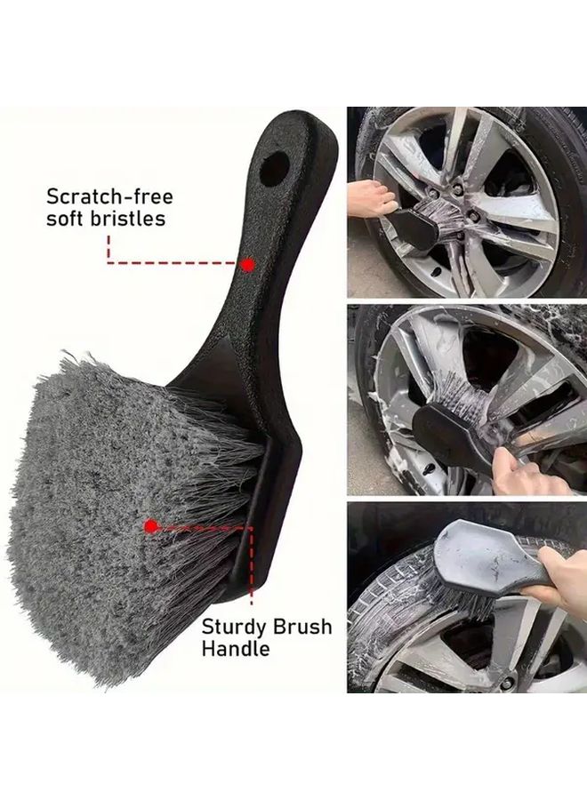 Black Soft Bristle Car Wash Brush Cleans Wheels Tires Rims Floor Pool - Image 2