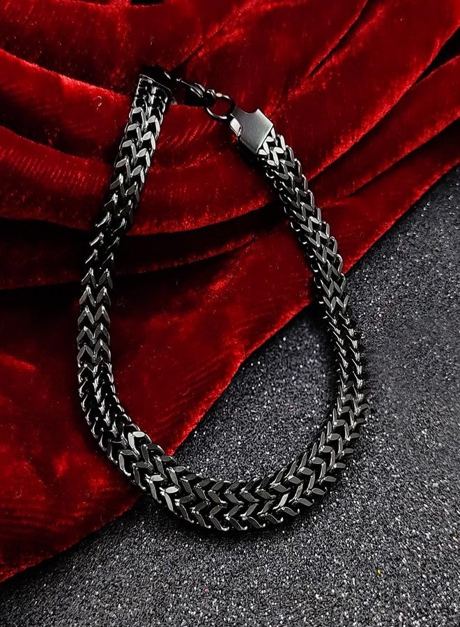 Saiizen Stainless Steel Black Stylish Chain Bracelet for men and boys - Image 3