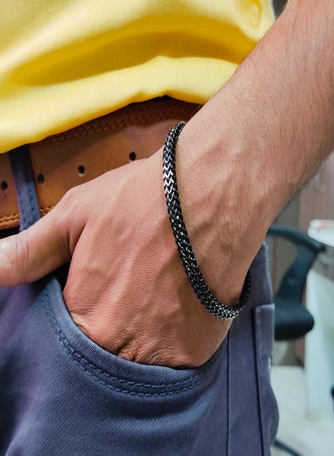 Saiizen Stainless Steel Black Stylish Chain Bracelet for men and boys - Image 5