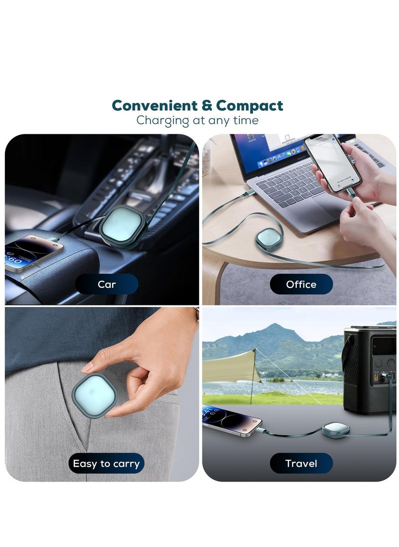 SYOSI - USB C to Lightning Cable 20W Retractable USB C to Lightning PD Fast Charging Cable 4 Stage Length Preset 8 Pin Uncoil or Coiled Charger Cord for iPhone 14 13 12 11X iPad and more 1.2m 4ft - Image 1