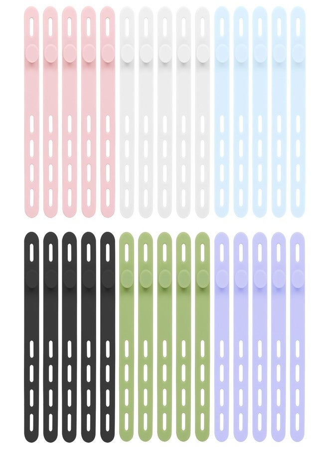 Donruby 30Pcs Silicone Cable Ties - Reusable, Washable Cable Ties with Locking Buckle Design, Adjustable Fastening Cable Strap Ties, Multi-Purpose High Elasticity Cord Organizer (6 Colors) - Image 1