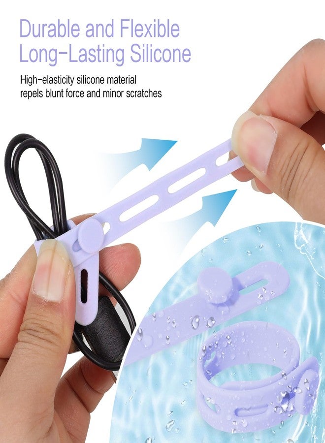 Donruby 30Pcs Silicone Cable Ties - Reusable, Washable Cable Ties with Locking Buckle Design, Adjustable Fastening Cable Strap Ties, Multi-Purpose High Elasticity Cord Organizer (6 Colors) - Image 4