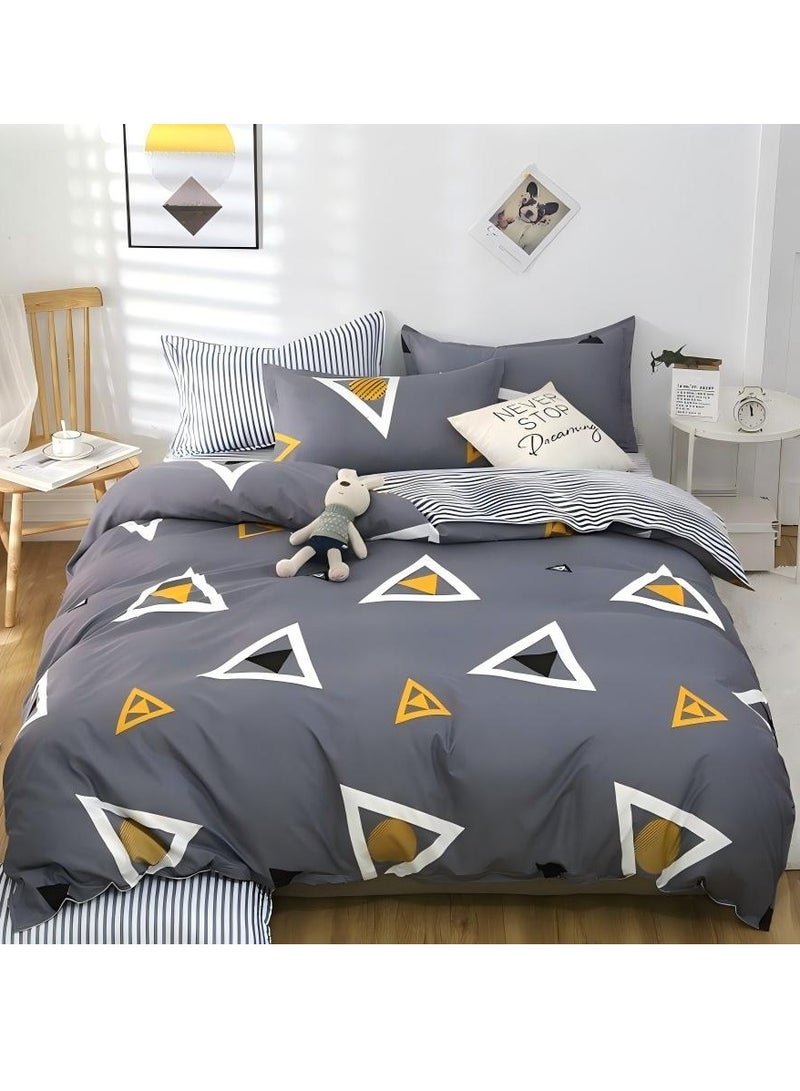 بيوتيفول مجموعة من الأسرّة ذات الأسرّة الريحية البسيطة، مجموعة من 4 مجموعات من الأسرّة الموضة، سرير واحد، لحاف واحد، وحقيبتين من أغطية الفراش، لا تحتوي على حشوات، مقاس 180CM*220CM. - Image 1