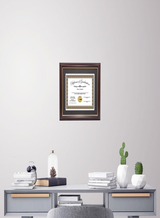 Creative Picture Frames 8.5x11-11x14mh.gold Mahogany Diploma Frame with Gold Rim and Black Matting To Hold 8.5 by 11-inch Graduation Certificate with Easel and installed Hangers - Image 4