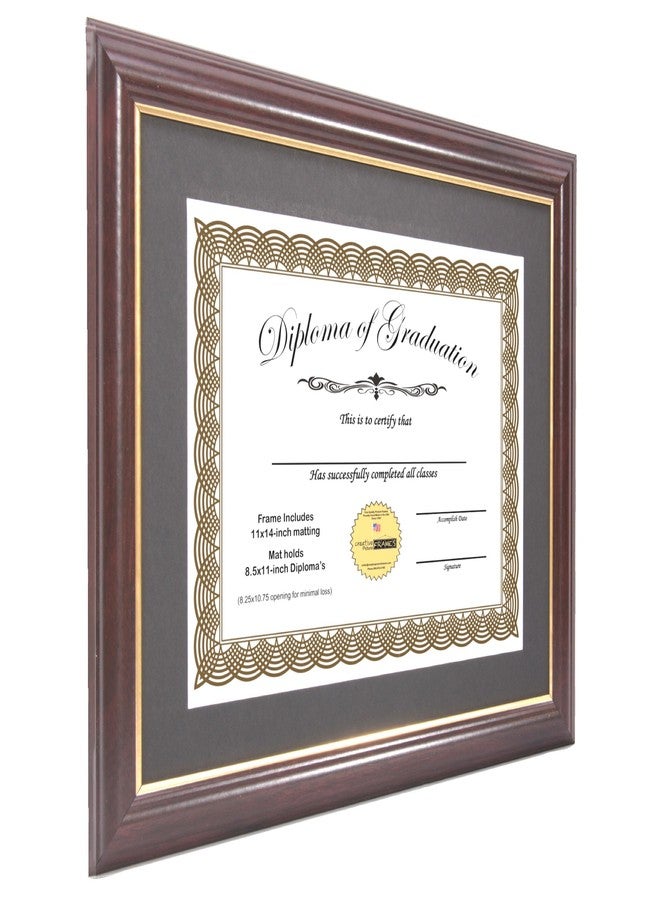 Creative Picture Frames 8.5x11-11x14mh.gold Mahogany Diploma Frame with Gold Rim and Black Matting To Hold 8.5 by 11-inch Graduation Certificate with Easel and installed Hangers - Image 2