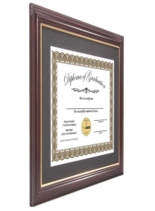 Creative Picture Frames 8.5x11-11x14mh.gold Mahogany Diploma Frame with Gold Rim and Black Matting To Hold 8.5 by 11-inch Graduation Certificate with Easel and installed Hangers - Image 3