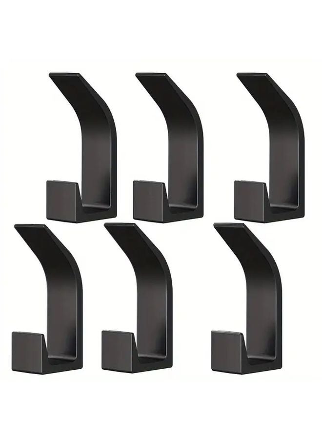 6pcs Black Heavy Duty Adhesive Wall Hooks Damage Free Removal Space Saving Organizer - Image 3