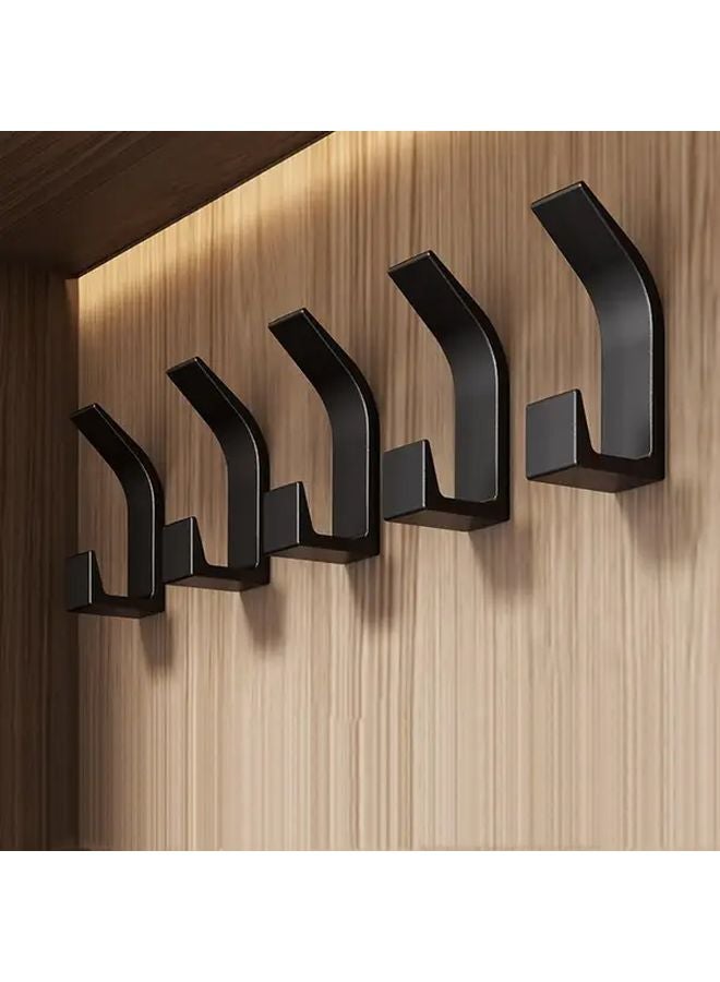 6pcs Black Heavy Duty Adhesive Wall Hooks Damage Free Removal Space Saving Organizer - Image 1